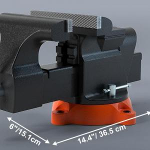 360°-ban forgatható műhely-satu 15,2 cm pofaszélességgel, nagy üllőfelülettel és többfunkciós befogással