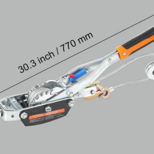 5 T teherbírású racsnis kézi csörlő – 3,5 m acélkábel, kétfokozatú mechanika, professzionális húzó- és mentési felhasználás