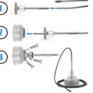 500 W elektromos csőtisztító gép, csőgörény – 450 ford./perc, 30–100 mm csőátmérőhöz, 18,5 m spirál
