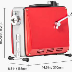 500 W-os elektromos lefolyótisztító gép Ø50–110 mm-es csövekhez, Ø16 mm-es spirállal, 45,4 m tisztítási hosszal és 6db cserélhető fejjel