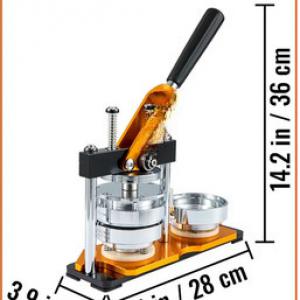 75 mm-es gomb- és kitűzőkészítő gép készlet 100 db alkatrésszel, körkivágóval