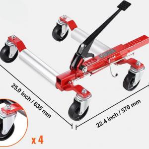 750 kg teherbírású professzionális járműmozgató, autómozgató  kocsi racsnis emeléssel és 360°-os kerekekkel