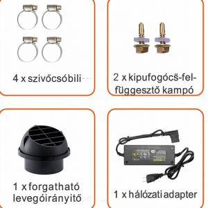 8 kW teljesítményű, DC 12–24 V kompatibilis dízel légfűtőberendezés ≥96% hatásfokkal, 0,18–0,4 l/óra fogyasztással, beépített CO-riasztóval és Bluetooth vezérléssel