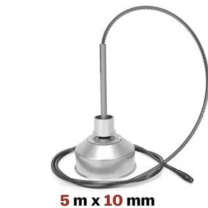 850 W elektromos csőtisztító gép 21 m (Ø22 mm), 14,5 m (Ø16 mm) és 5 m (Ø10 mm) spirállal, 20–200 mm csőátmérőhöz, 12 tisztítófejjel, 450 ford./perc