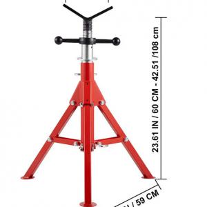 Állítható csőállvány csőtartó bak Ø 3–305 mm, 610–1067 mm, 1134 kg, összecsukható, szénacél