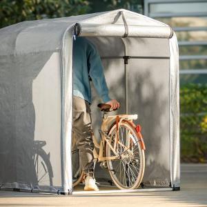 Alumínium motorgarázs, kerékpártároló 1,20 × 1,76 m – kb. 2,1 m², UV-álló PE ponyvával és viharvédelmi rögzítéssel