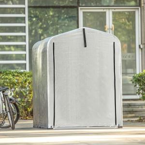 Alumínium motorgarázs, kerékpártároló 1,20 × 1,76 m – kb. 2,1 m², UV-álló PE ponyvával és viharvédelmi rögzítéssel