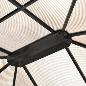 Alumínium pavilon kerti sátor 3,6x4,2m polikarbonát tetővel oldalfallal barna-fekete-bézs színben