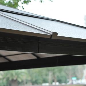 Alumínium pavilon kerti sátor 3,6x4,2m polikarbonát tetővel oldalfallal barna-fekete-bézs színben