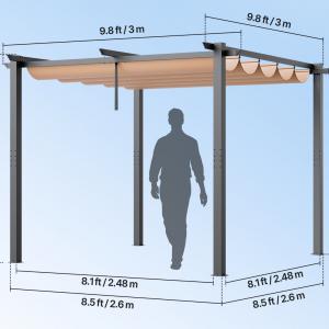 Alumínium pergola elhúzható napernyővel 3x3m bézs színben