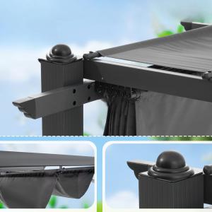 Alumínium pergola elhúzható napernyővel 3x3m szürke színben