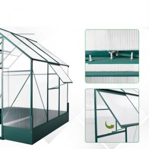 Alumínium üvegház, melegház automata szellőztetéssel, alapkerettel 190x190x220 cm  zöld