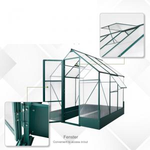 Alumínium üvegház, melegház automata szellőztetéssel, alapkerettel 250x190x219 cm zöld