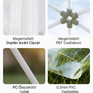 Átlátszó buboréksátor, kerti iglu- és kupolasátor 3,6 m átmérővel, 4–7 személyes kivitelben, 360°-os panorámával, vízálló PVC borítással és időjárásálló szerkezettel