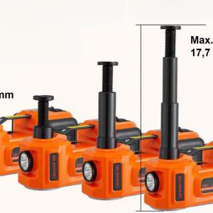 Autóemelő kompresszorral 5 tonnás 12 V, 180 W-os csavarkulcs, 155–450 mm emelési tartomány,