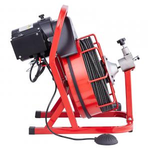 Automata lefolyótisztító gép csőgörény 420 W teljesítménnyel, 15 m × 9,5 mm acélkábellel – 4 vágófejjel, 50–100 mm csövekhez