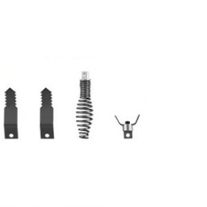 Automata lefolyótisztító gép csőgörény 420 W teljesítménnyel, 15 m × 9,5 mm acélkábellel – 4 vágófejjel, 50–100 mm csövekhez