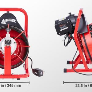 Automatikus Adagolású Elektromos Lefolyó- és Csőtisztító Gép ,csőgörény – 420 W, 15 m × 9,5 mm Acélmagos Kábellel, 4 Cserélhető Vágófejjel, 50–100 mm Átmérőjű Csövekhez