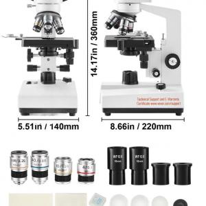 Binokuláris laboratóriumi mikroszkóp 40×–2500× nagyítással, LED megvilágítással és kétrétegű tárgyasztallal