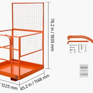 Biztonsági ketrec villástargoncához, anyagmozgató platform, kapuval 122 × 115 cm, 635kg teherbírás