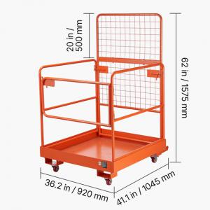 Biztonsági ketrec villástargoncához, anyagmozgató platform, kapuval, kerékkel  104x920 cm 544 kg teherbírás