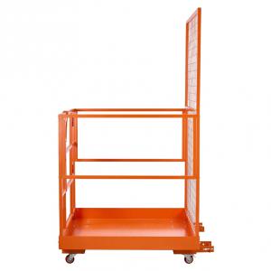 Biztonsági ketrec villástargoncához, anyagmozgató platform, kapuval, kerékkel 122x114 cm