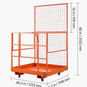 Biztonsági ketrec villástargoncához, anyagmozgató platform, kapuval, kerékkel 122x114 cm