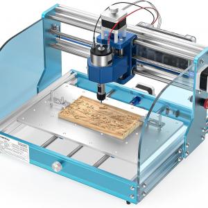 CNC asztali marógép – végálláskapcsolókkal, vészleállítóval és alumínium Z-tengellyel (284×180×40 mm munkatér)