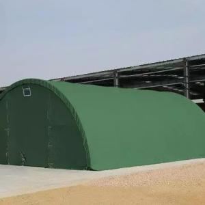 Csarnok, raktársátor mezőgazdasági íves hangársátor, terménytároló sátor tűzálló 9,15x20x4,5m PVC ponyva statikai csomaggal zöld színben (183 m2)