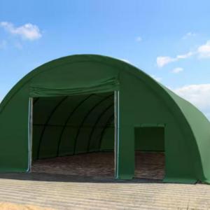 Csarnoksátor mezőgazdasági termény tároló sátor 9,15x12m ponyva extra erős PVC sötétzöld, statikai csomaggal (109,80 m²)