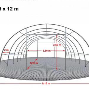 Csarnoksátor mezőgazdasági termény tároló sátor 9,15x12m ponyva extra erős PVC sötétzöld, statikai csomaggal (109,80 m²)