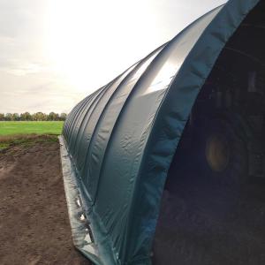 Csarnoksátor raktársátor, mezőgazdasági terménytároló sátor 9,15x12x4,5m  ponyva extra erős PVC sötétzöld statikai csomaggal (109,80 m²)