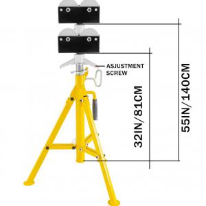 Csőemelő állvány csőtartartó bak magasságállítással (81–149 cm), görgős fejjel, 1130 kg teherbírással