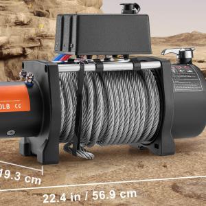 Csörlő ATV-hez és tehergépjárműhöz – 12 V DC, 8165 kg vonóerő, 20 m, vezeték nélküli vezérléssel