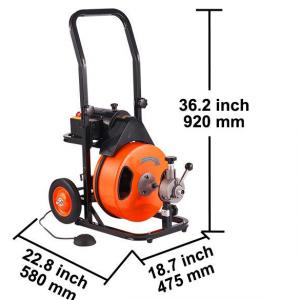 Csőtisztító gép duguláselhárító gép automata adagolással, 220V, 1500 ford/perc, 15 m spirál