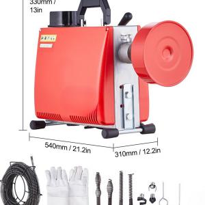 Csőtisztító gép ipari lefolyótisztító duguláselhárító gép motor 250W, spirál 16mm