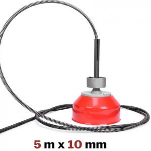 Csőtisztító gép  lefolyótisztító duguláselhárító gép motor 400 W,30–100 mm csövekhez, 5 m-es (Ø10 mm) és 18,5 m-es (Ø16 mm) spriállal