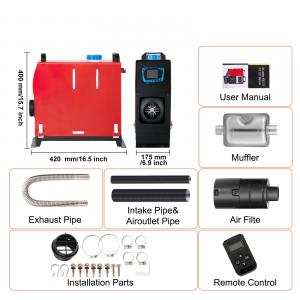 Dízel motor álló fűtés 12V 8KW Bluetooth App LCD kijelző autóhoz, lakókocsihoz hangtompítóval, tartály 5l