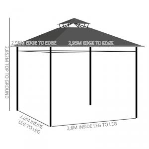 Elegant Shade Garden kerti pavilon pergola dupla tetővel függönyökkel  3x3 m szürke