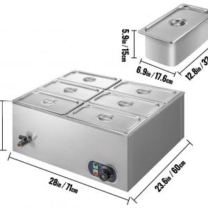 Elektromos Asztali ételmelegítő, 6 részes, 850 W