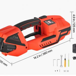 Elektromos automata pántológép 2 × 4000 mAh akkumulátorral, digitális kijelzővel, 9–16 mm PP/PET pántszalaghoz