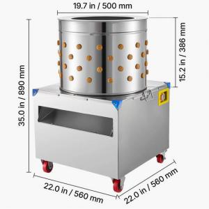 Elektromos csirkekopasztó gép 50 cm-es dobbal,1500 W teljesítménnyel és 106 gumiujjal – 2–4 csirke feldolgozásához, rozsdamentes acél