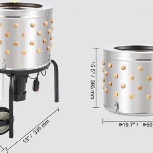 Elektromos csirkekopasztó gép 550 W, Ø50 cm dobbal és 108 gumiujjal – baromfi kopasztó 2–4 csirkéhez, rozsdamentes acél kivitelben