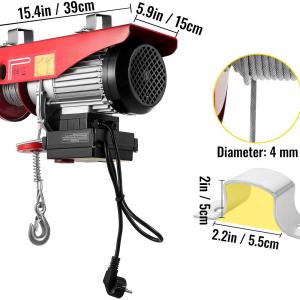 Elektromos csörlő emelő, futómacska  távirányítóval 500 kg /1020W