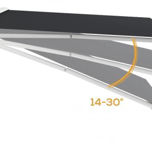 Elektromos és kézi működtetésű napellenző csuklókaros kivitelben, távirányítóval, alumínium vázzal,4 x 3 m szürke