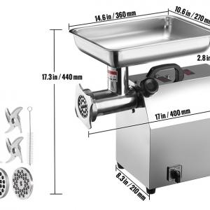 Elektromos ipari húsdaráló – 1100 W rozsdamentes acél tartozékokkal kapacitás 180kg/óra