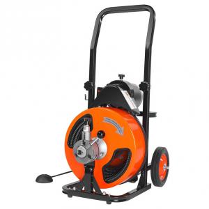 Elektromos lefolyótisztító gép 15 m × 12,7 mm spirállal – automata adagolású 1500 ford/perc motorral, 4 vágófejjel és lábkapcsolóval, 50–100 mm csövekhez