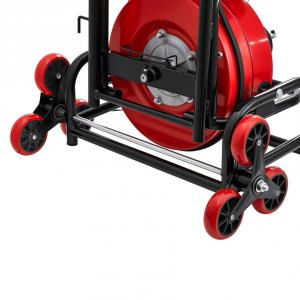 Elektromos lefolyótisztító gép 30 m × 12,7 mm spirállal – automata csatornafúró 1400 ford/perc motorral, állítható dobbal és 8 vágófejjel, 50–150 mm csövekhez