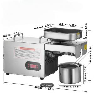 Elektromos olajprés 850 W teljesítménnyel, rozsdamentes acél kivitelben, 0–300 °C állítható hőmérséklettel
