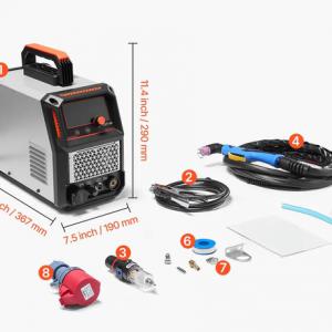 Érintés nélküli pilot íves plazmavágó, IGBT inverter, 2T/4T, 400 V 3 fázis, 18 mm tiszta / 24 mm max. vágás